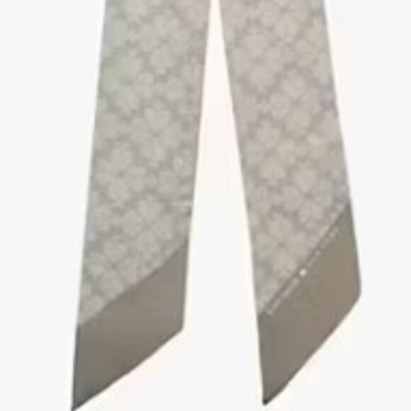 KATE SPADE Textured Spade Flower Skinny Scarf in Dark Beige/Cream - Picture 3 of 3